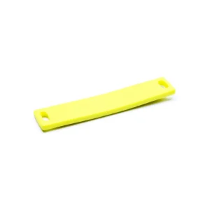 Yellow rectangular silicone gasket featuring rounded edges and end holes, designed with Asset Tracking RFID Technology for efficient asset management.